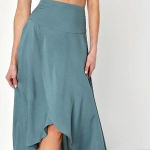O'Neill Ambrosio Dark Sage Green High-Low Maxi Skirt XS
